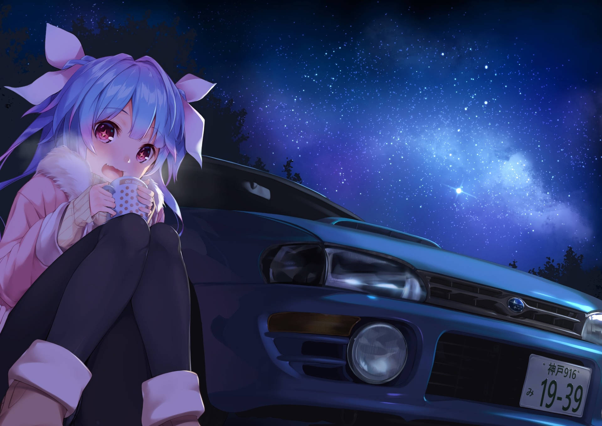 Majestic Anime Car - Impeza In Full Glory Background