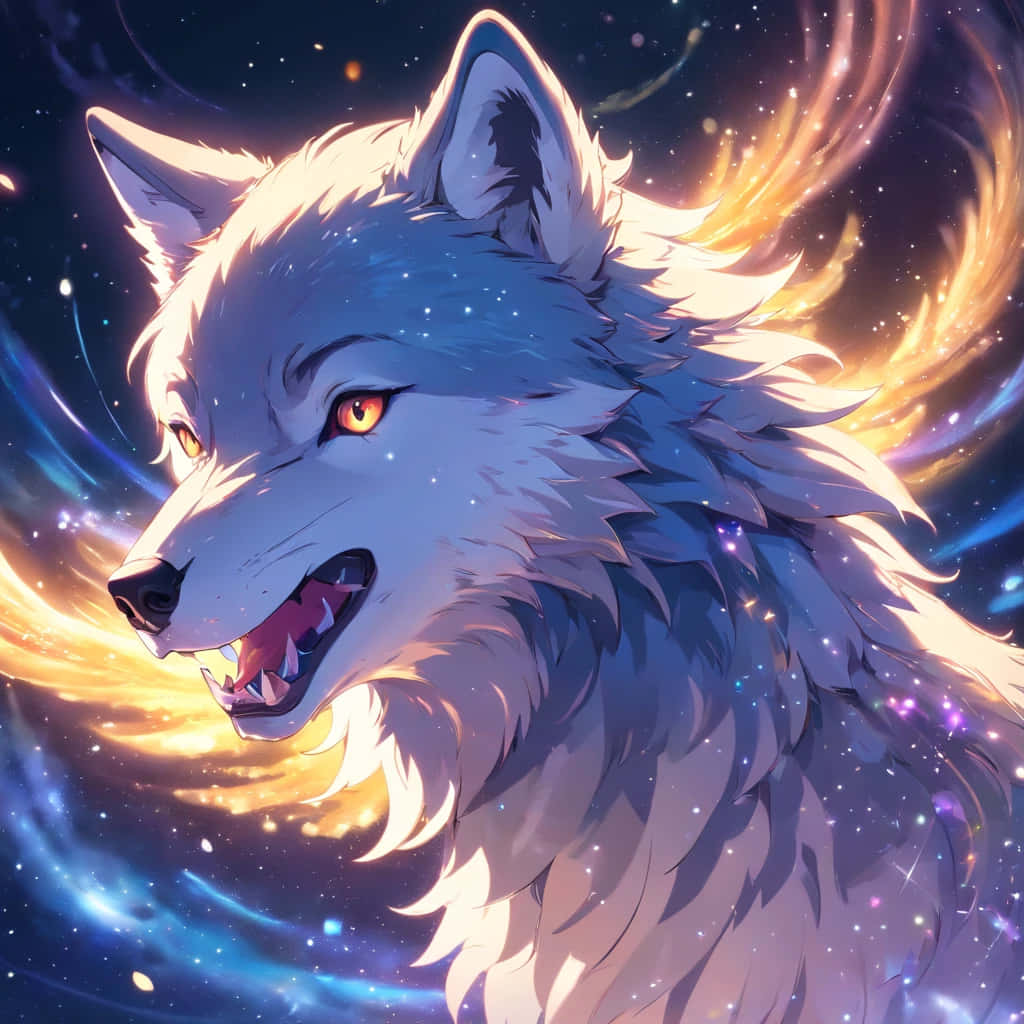 Majestic Anime Wolf Galaxy Background Background