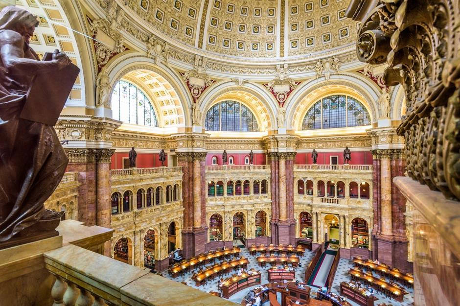 Majestic Architecture Of Library Of Congress, United States Background