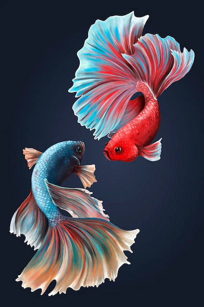 Majestic Betta Fish On Midnight Blue Iphone Wallpaper Background