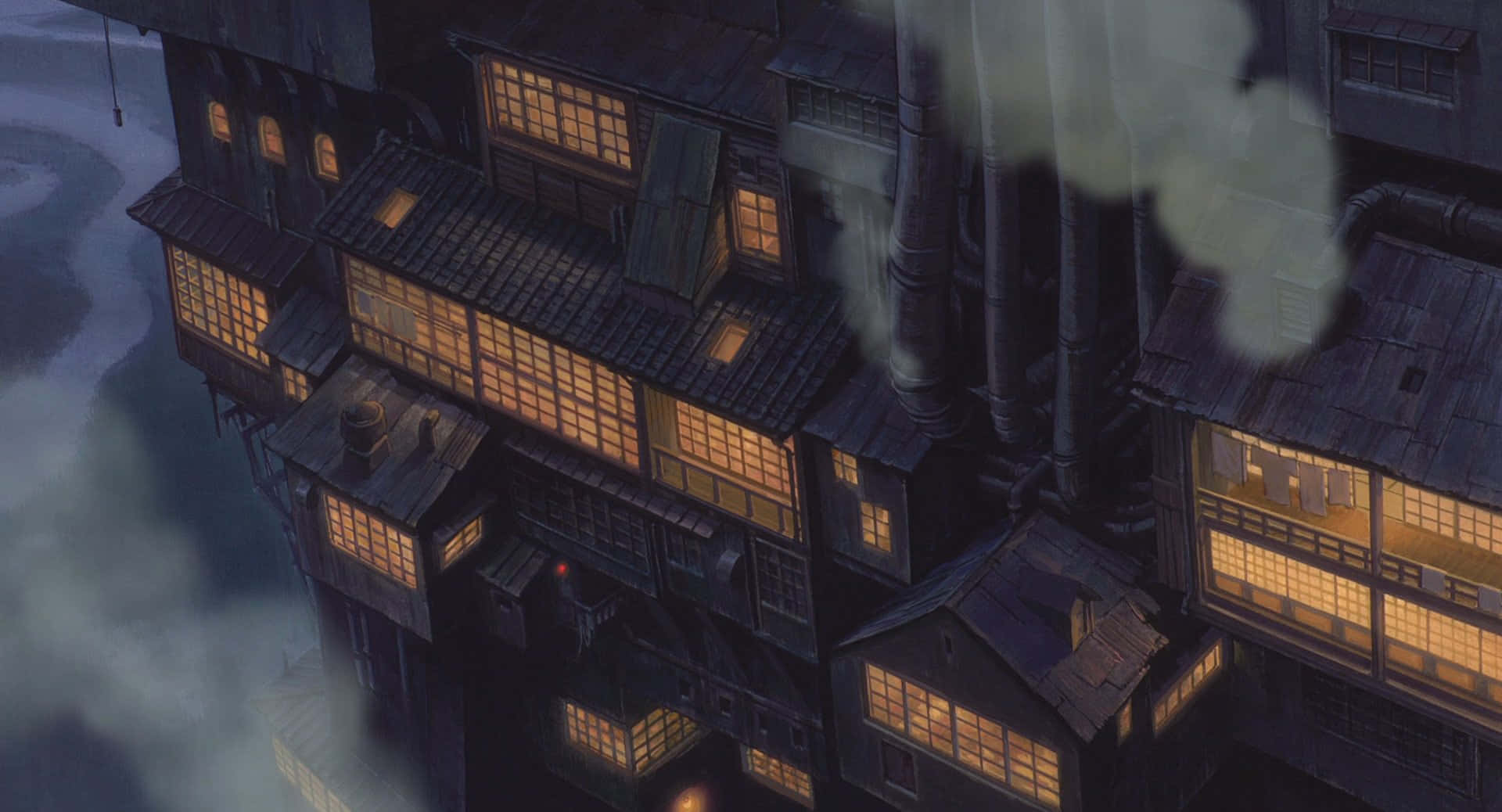 Majestic Black Bathhouse In Sen To Chihiro No Kamikakushi Background