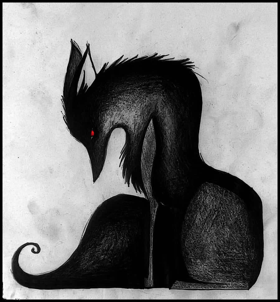 Majestic Black Cartoon Fox Taking A Glide Through The Night Sky Background