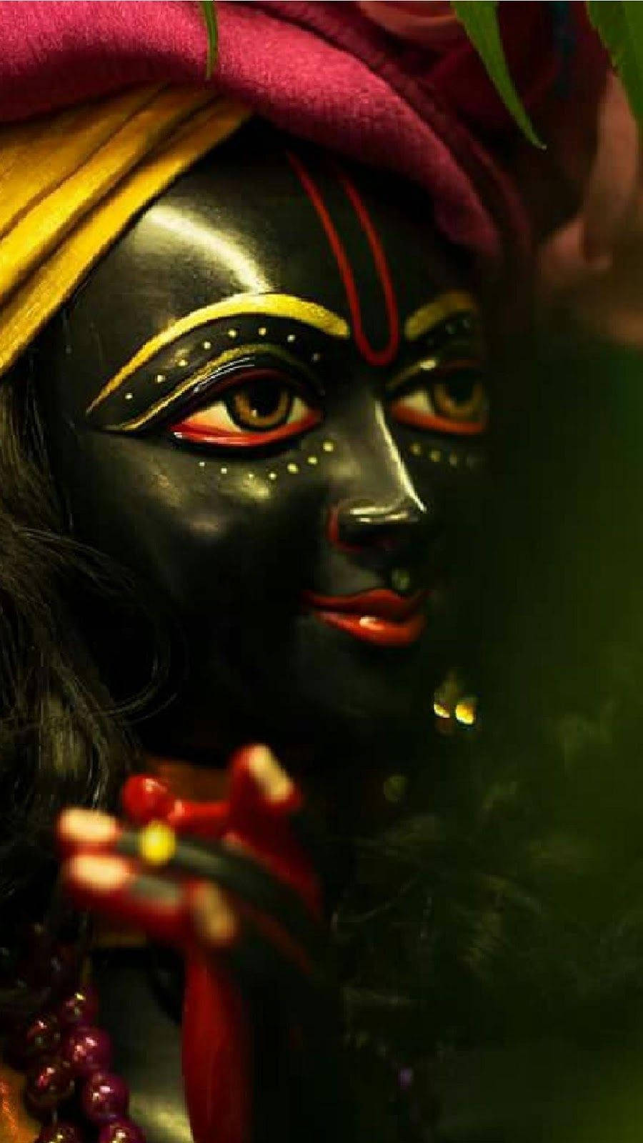Majestic Black Krishna Statue Taken With Phone Camera Background
