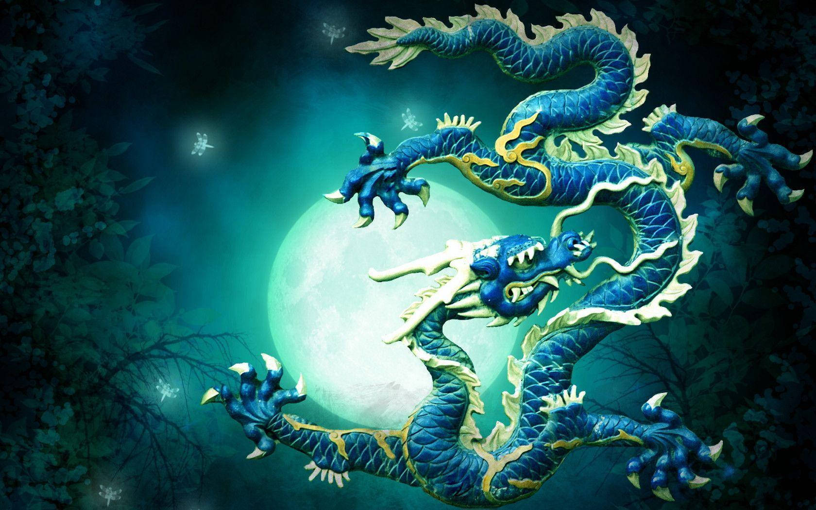 Majestic Blue Chinese Earth Dragon