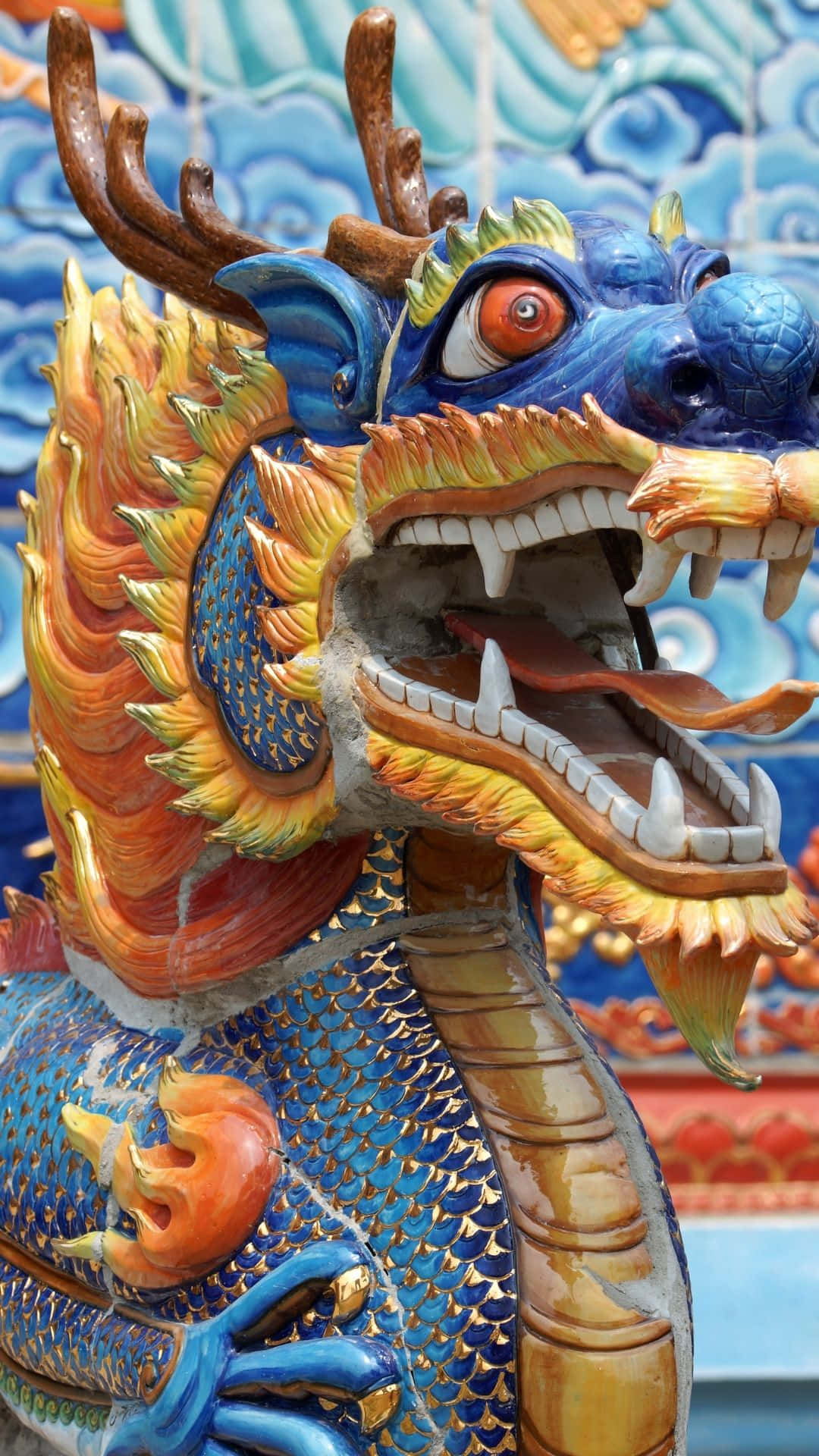 Majestic Blue Dragon In Flight Background