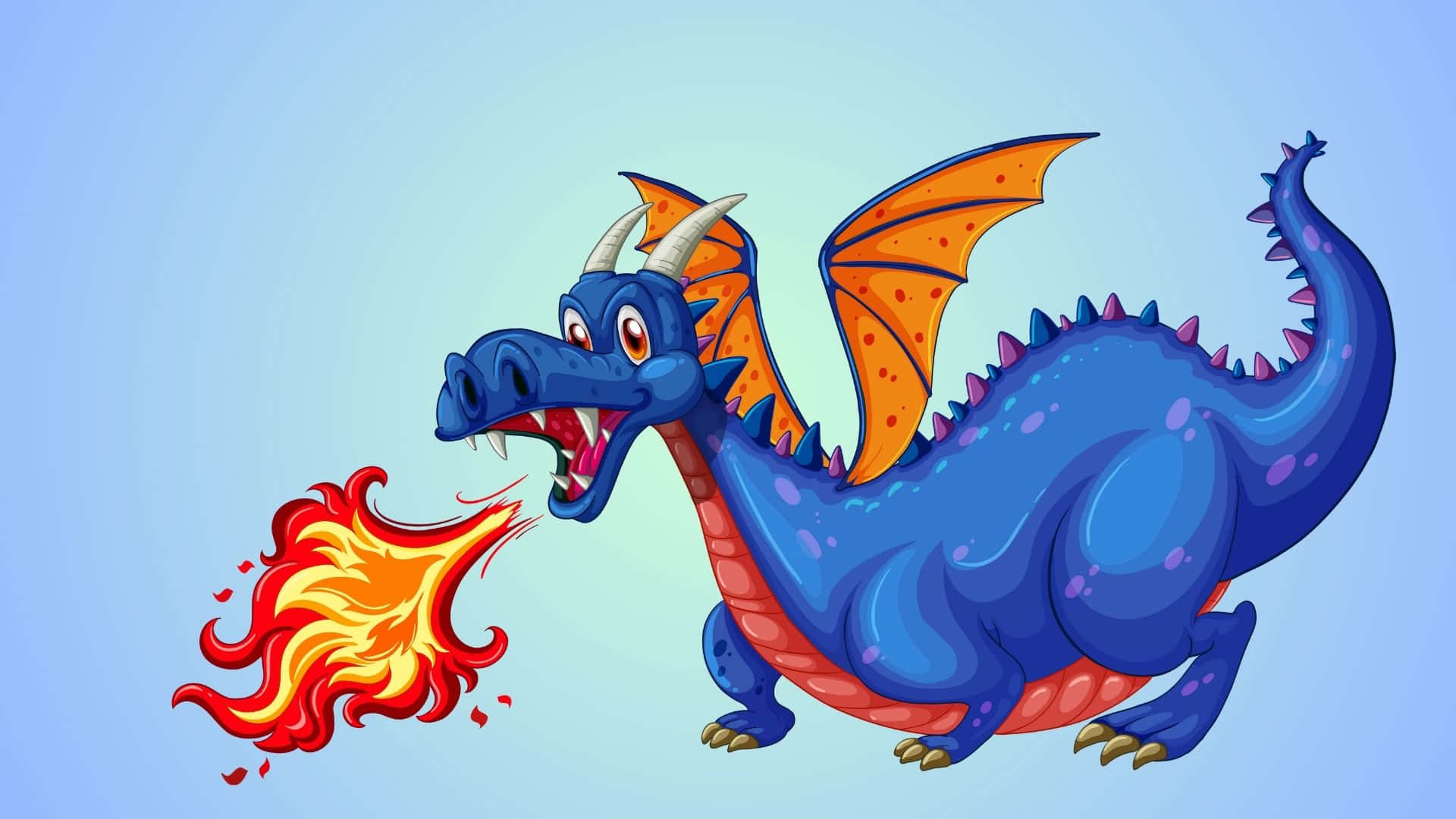 Majestic Blue Dragon Soaring In The Sky