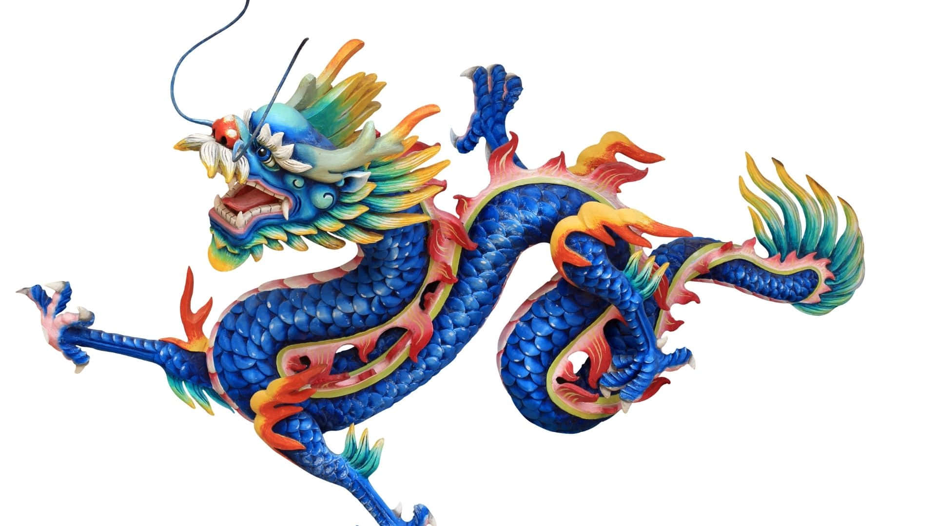 Majestic Blue Dragon Soaring Through The Skies Background