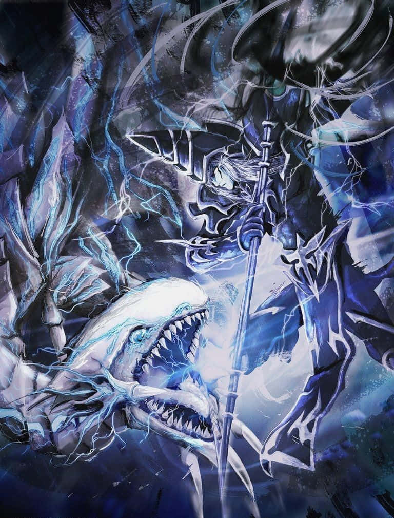 Majestic Blue Eyes White Dragon Illustration Background