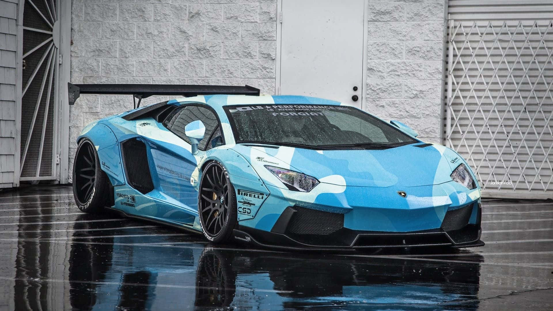 Majestic Blue Lamborghini Aventador Flaunting Its Powerful Stance