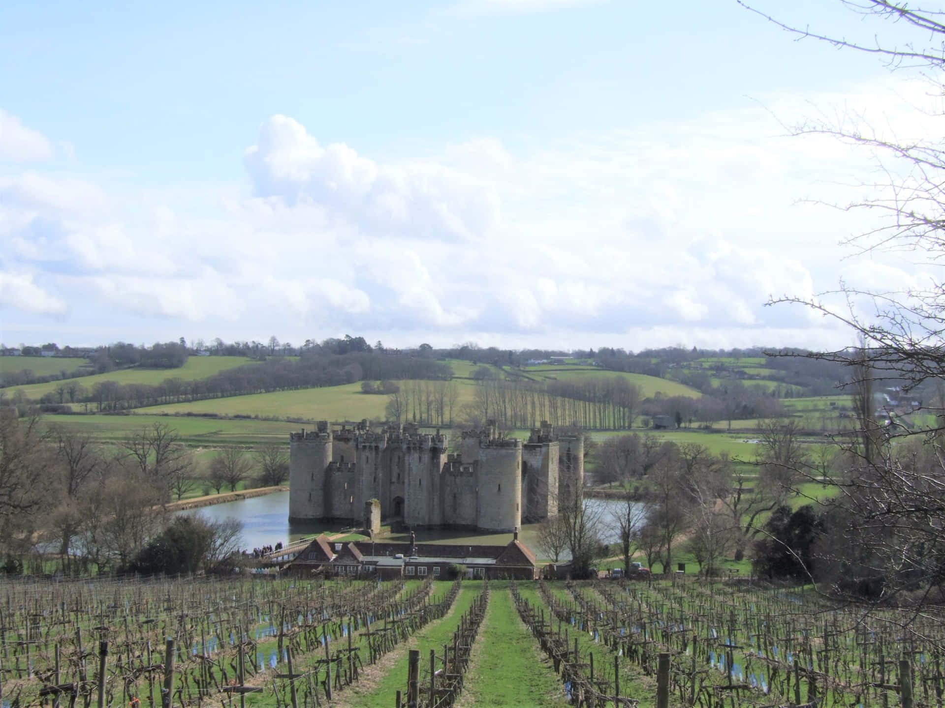 Majestic Bodiam Castle In England Reflecting Off The Moat