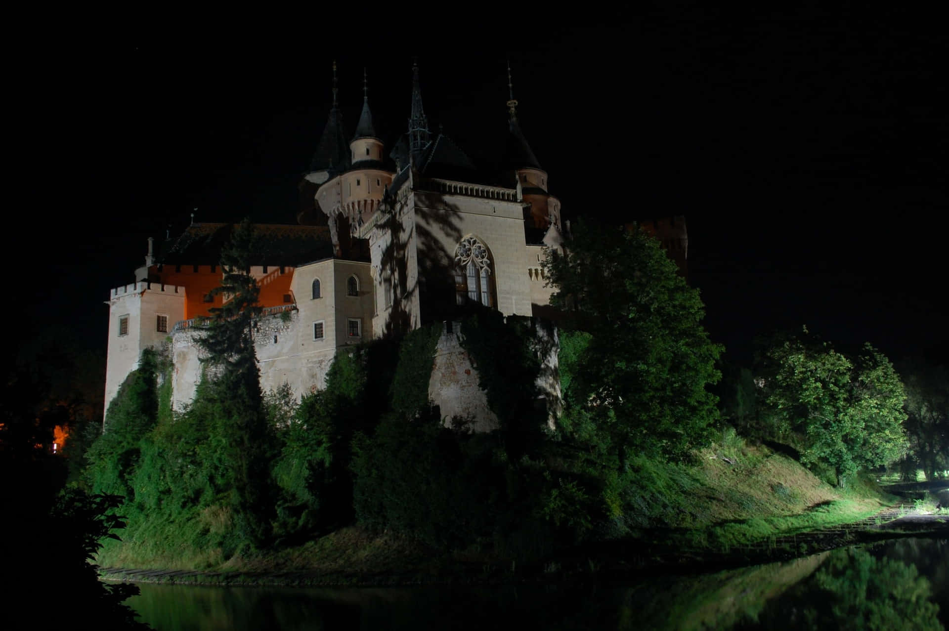 Majestic Bojnice Castle Illuminated At Night