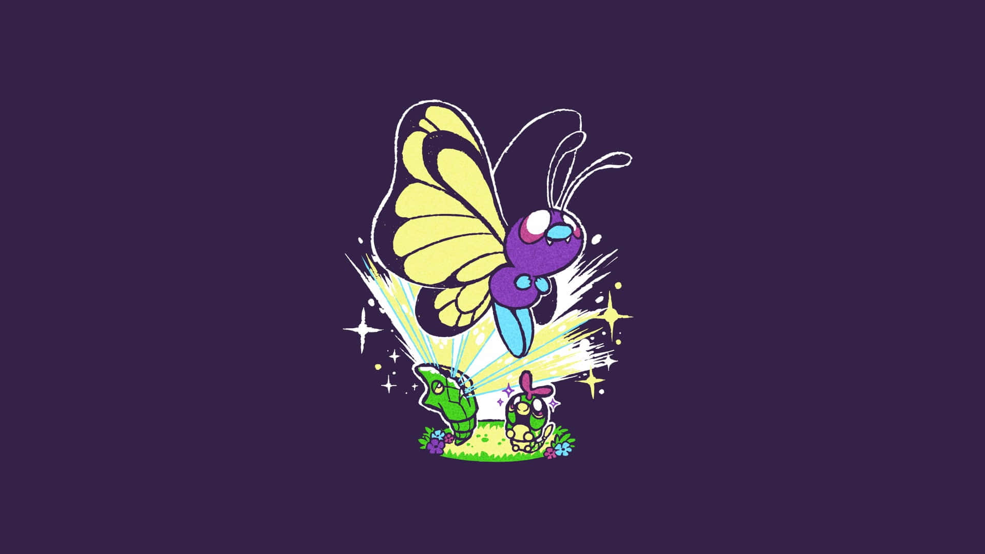 Majestic Butterfree Unleashing Its Powers In Dark Violet Art