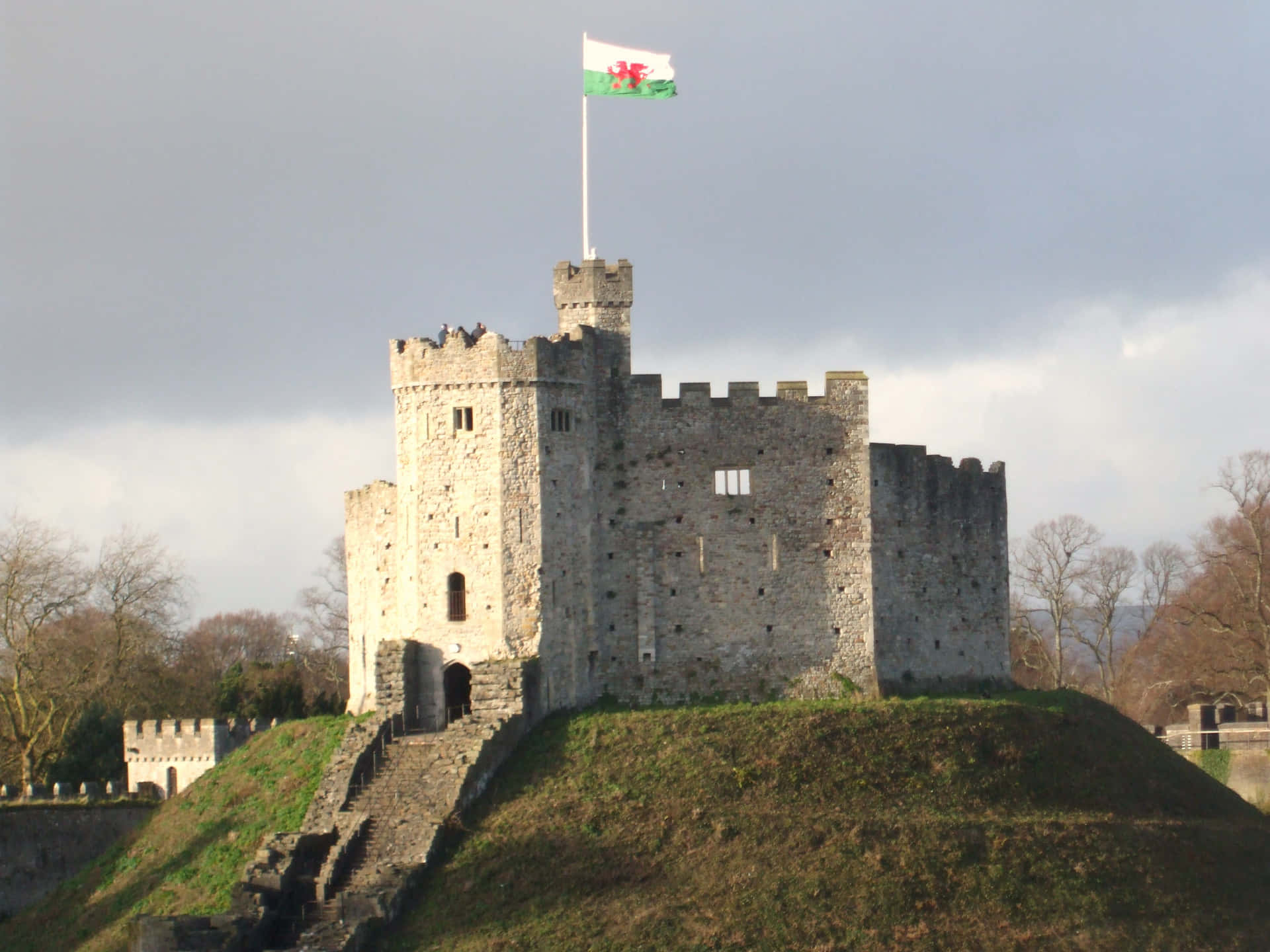 Majestic Cardiff Castle Against A Blue Sky Background
