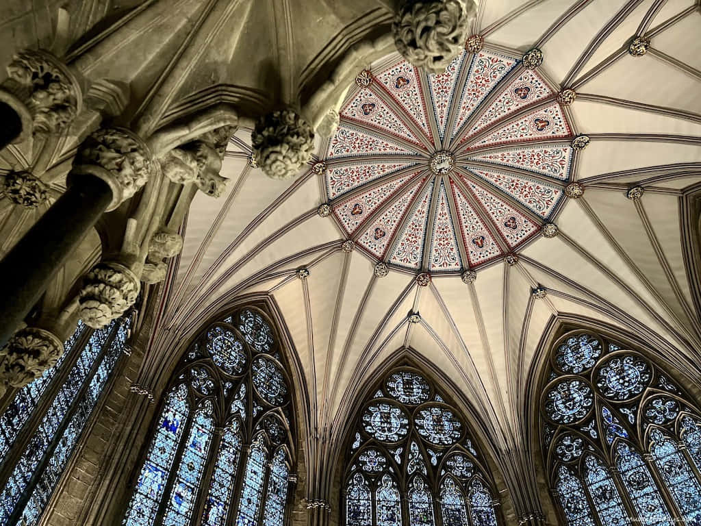 Majestic Ceiling Of York Minster Cathedral Background
