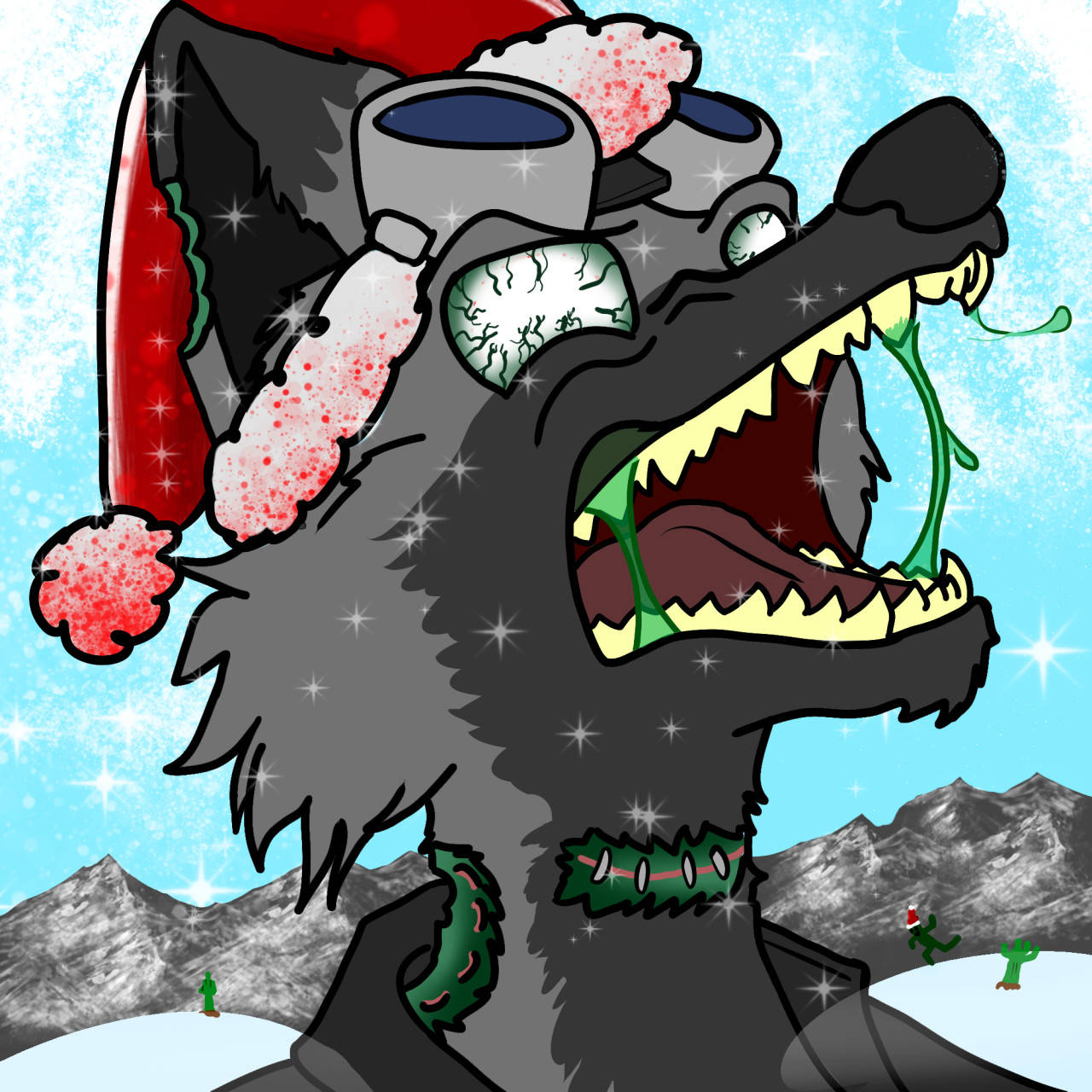 Majestic Christmas Pfp Wolf Howling Under The Moonlight Background