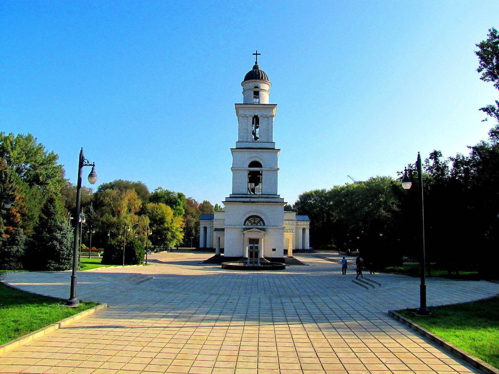 Majestic Church Tower In Moldova Background