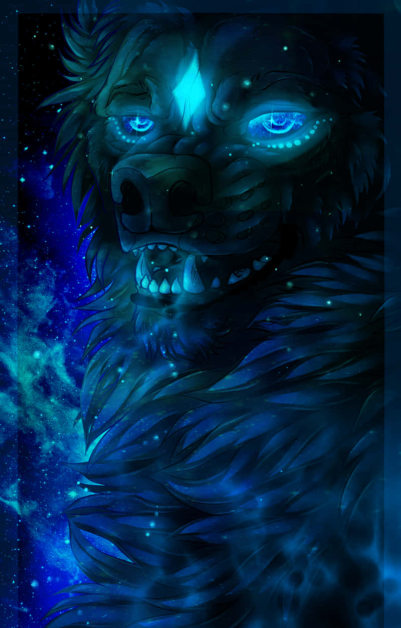 Majestic Cool Blue Wolf Background