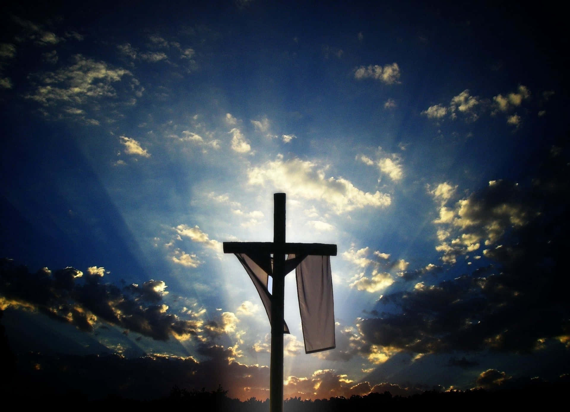 Majestic Cool Cross Embraced By Night Sky Background