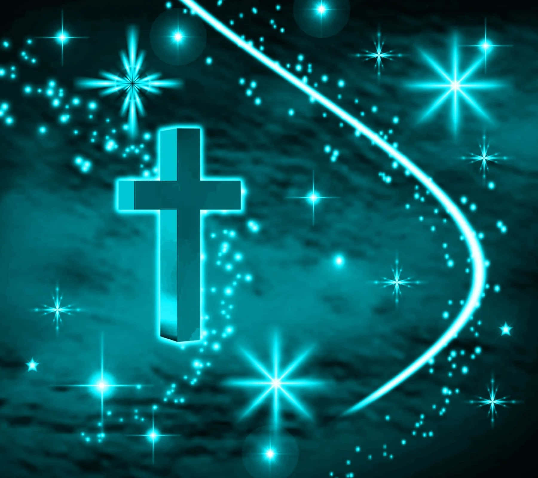Majestic Cool Cross On A Blue Glowing Background Background