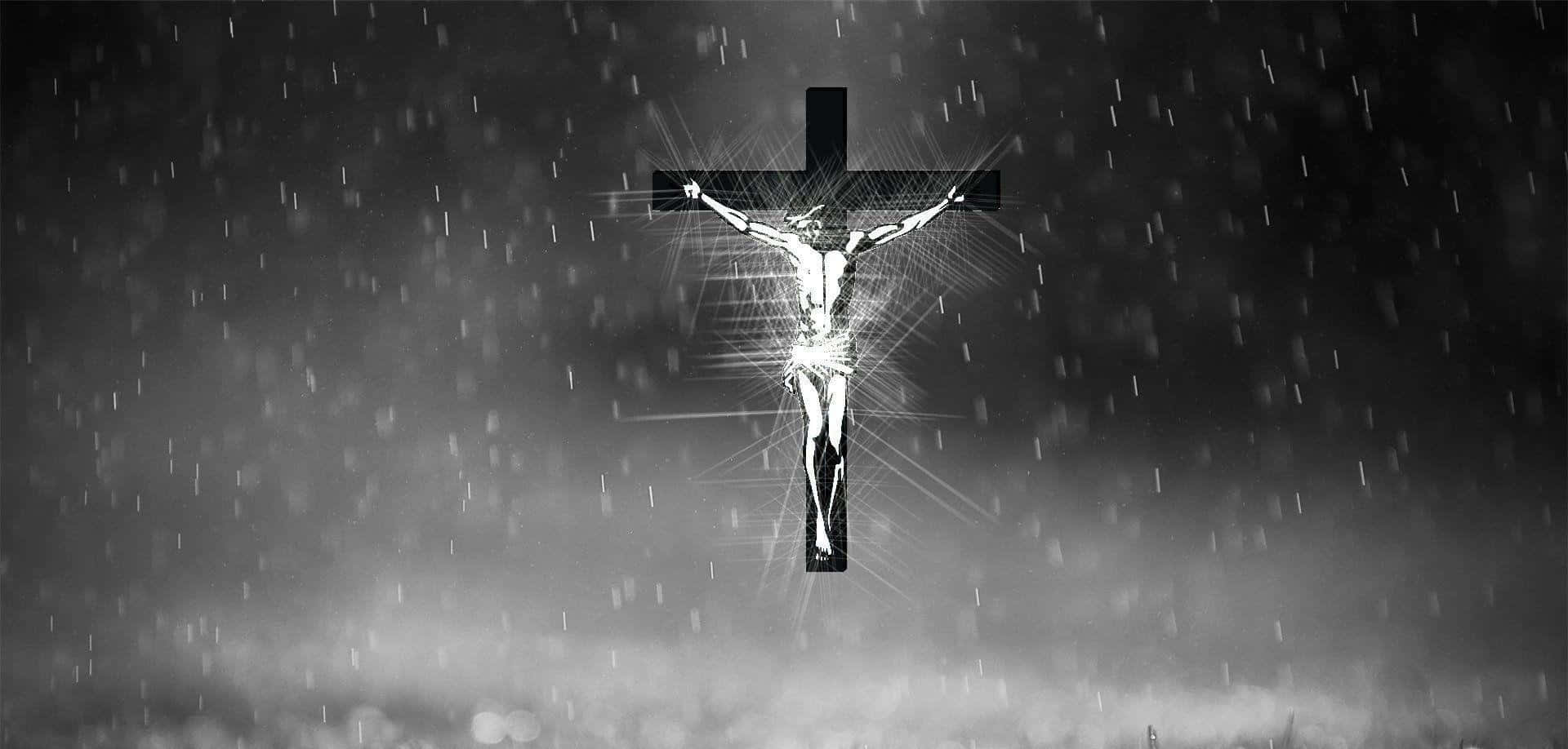 Majestic Cool Cross On A Glowing Night Sky Background