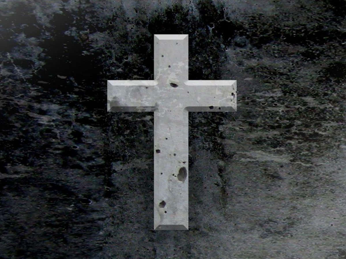 Majestic Cool Cross On A Serene Landscape Background
