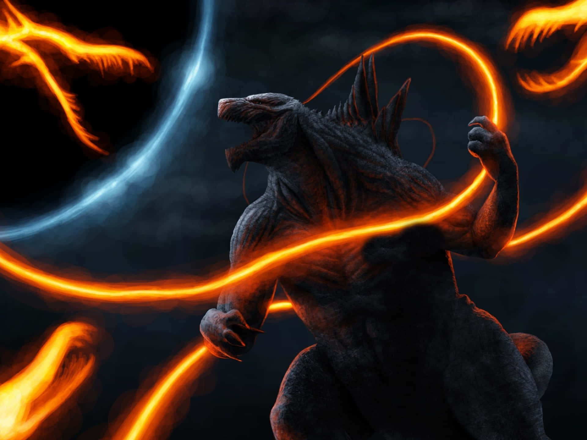 Majestic Cool Godzilla Stands Tall Background