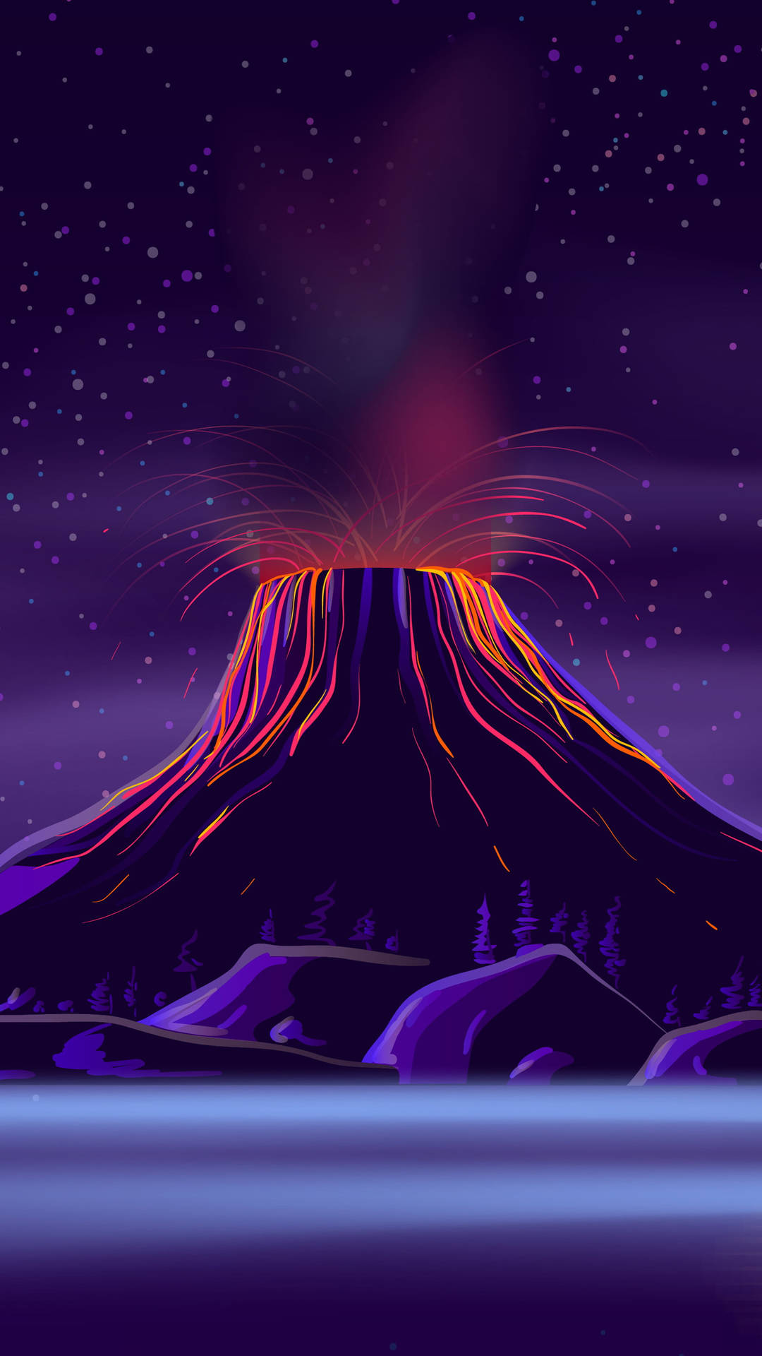 Majestic Dark Purple Volcano Eruption In Art Background