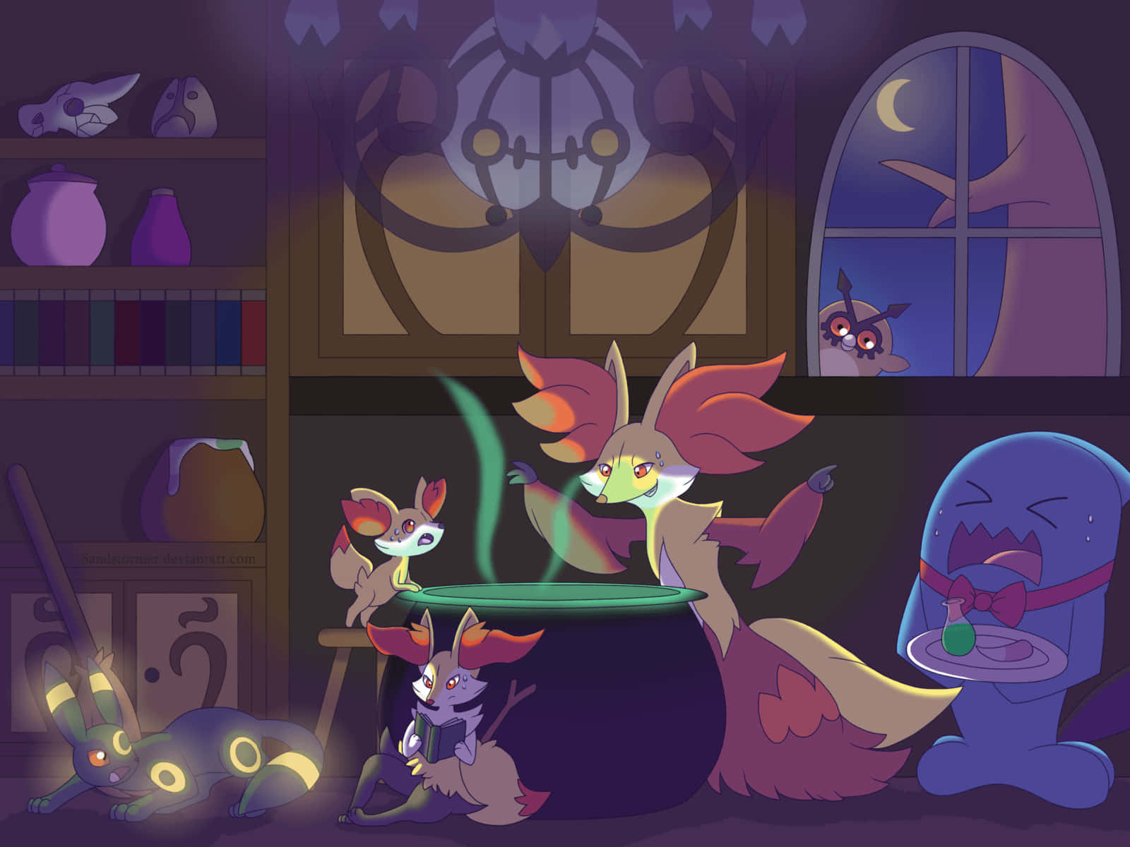 Majestic Delphox Casting A Spell Background