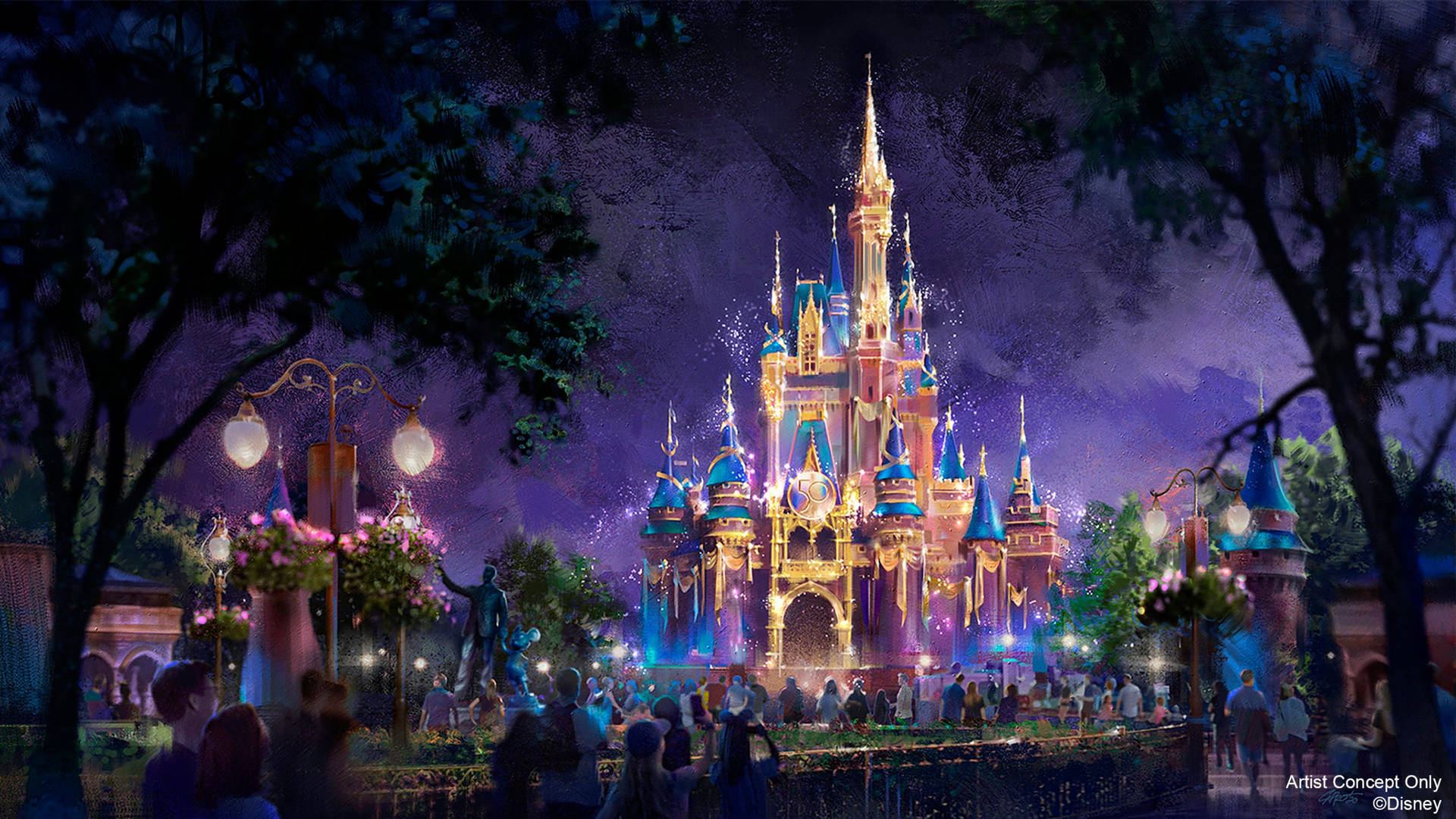 Majestic Disney Castle At Twilight Background