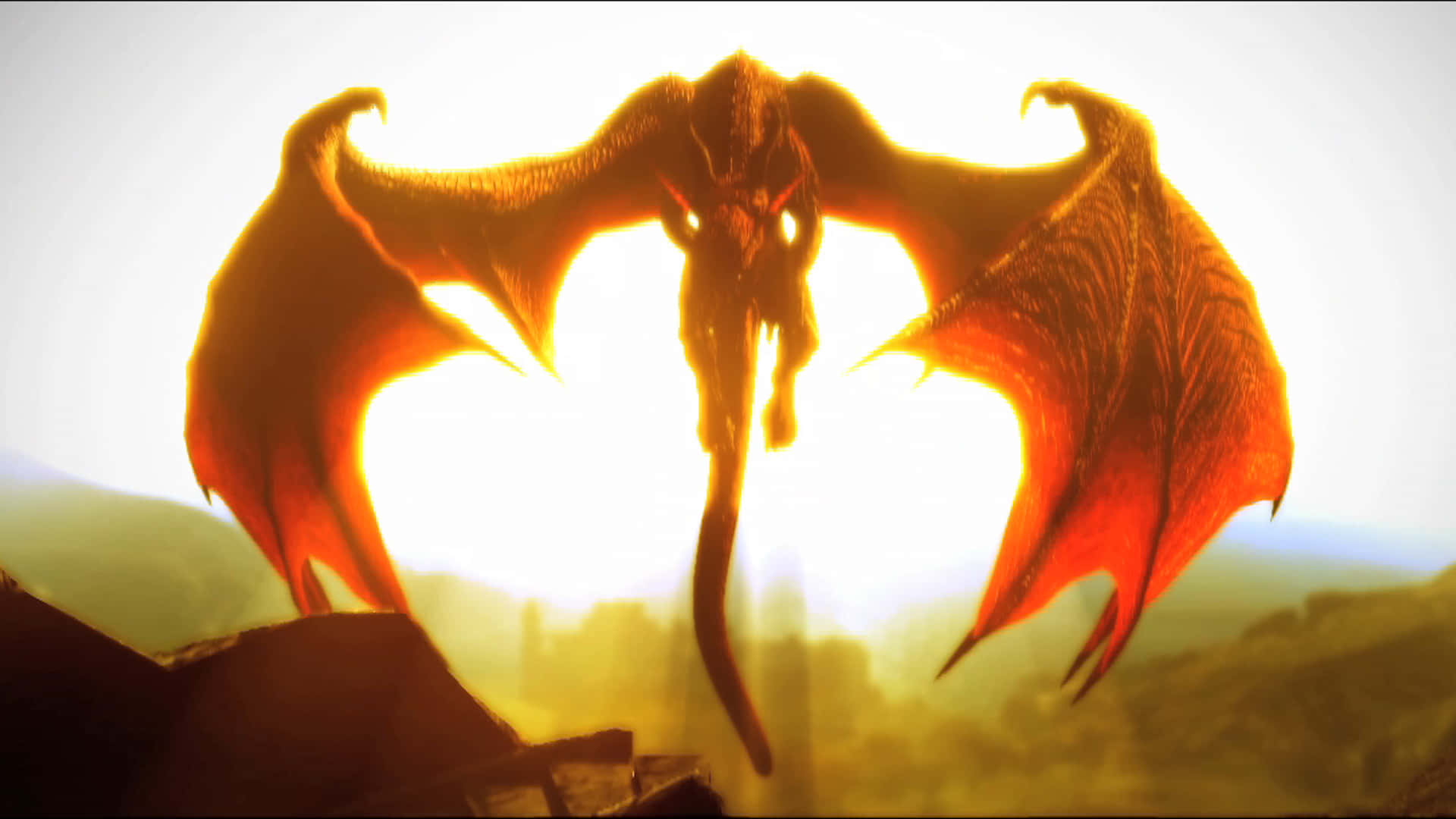 Majestic Dogmatic Dragon Unfurling Its Wings Background