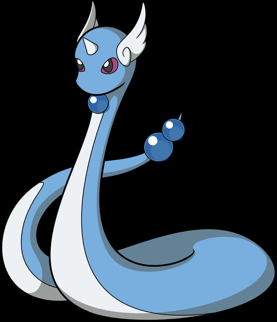 Majestic Dratini Pokemon On White Background Background