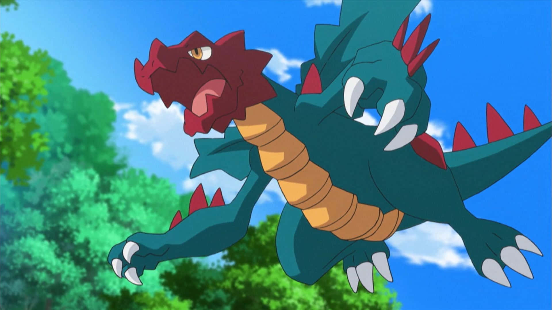 Majestic Druddigon Soaring In The Sky. Background