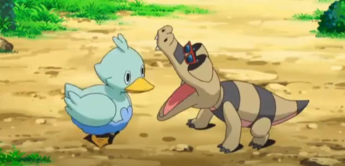 Majestic Ducklett And Sandile In A Scenic Landscape Background