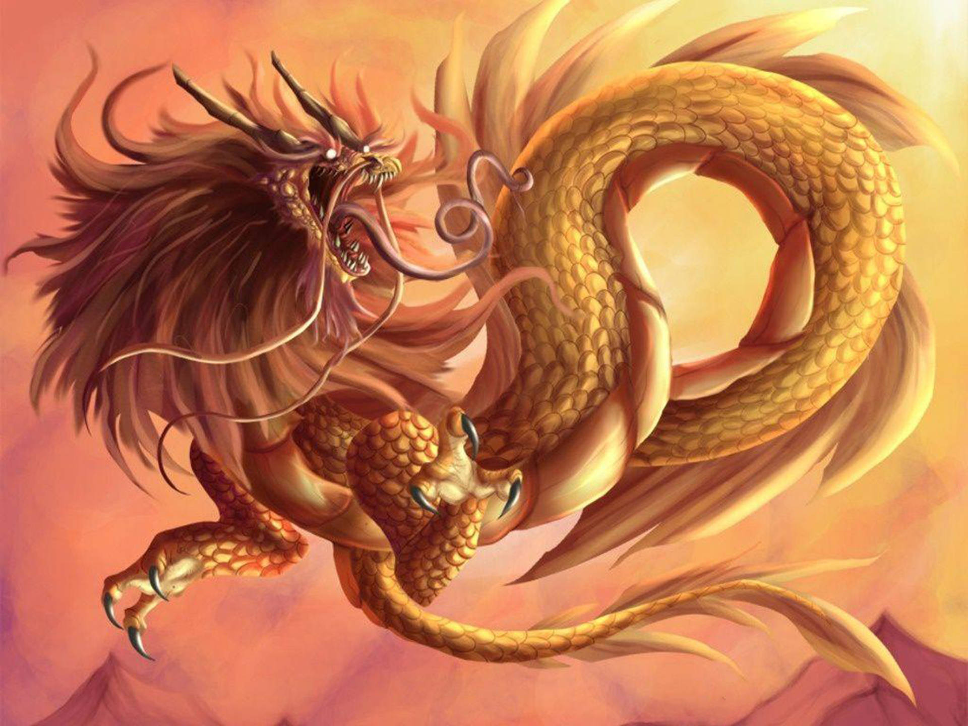 Majestic Eastern Dragon Artistry Background