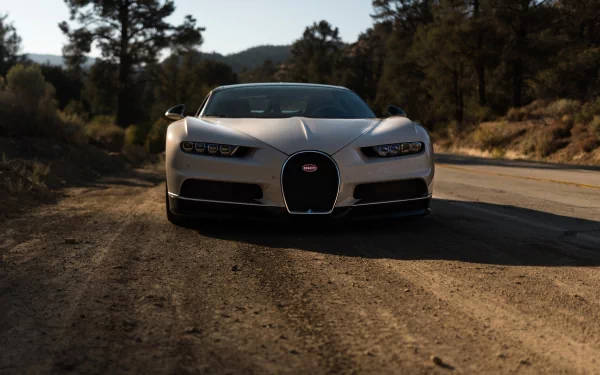 Majestic Elegance Of The White Bugatti Chiron In 4k Background