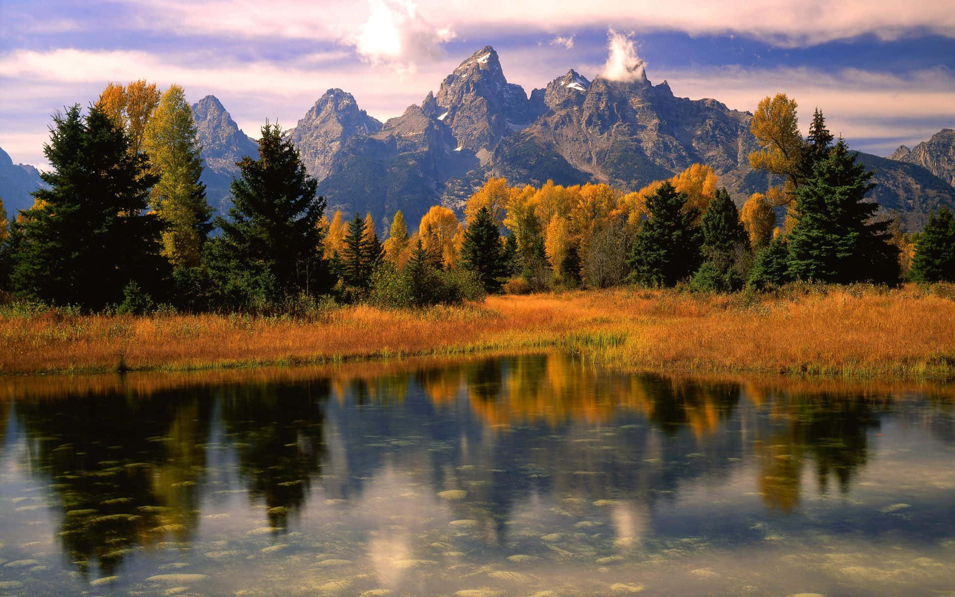 Majestic Fall Mountain Landscape Background