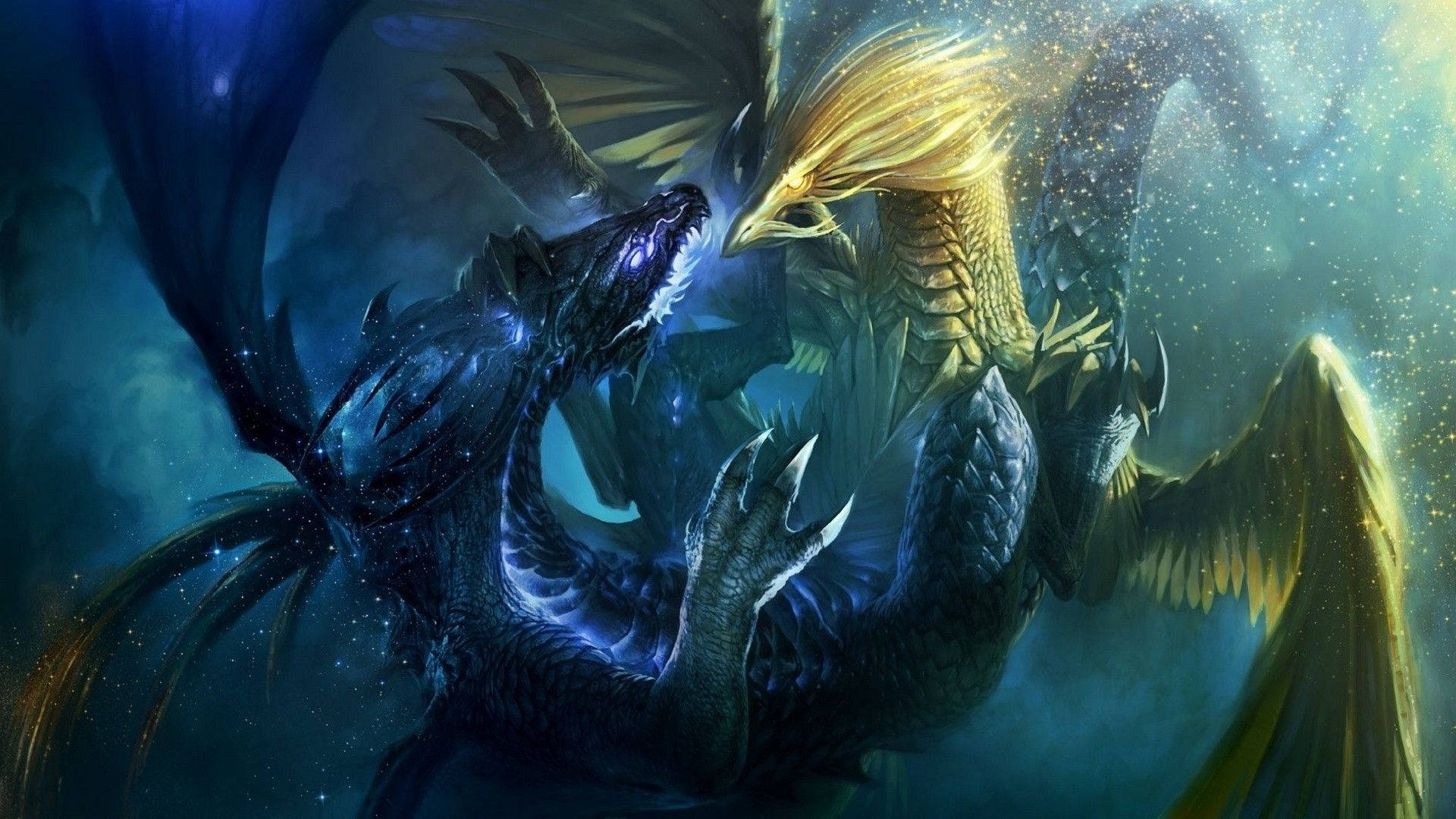 Majestic Fantasy Water Dragon Background