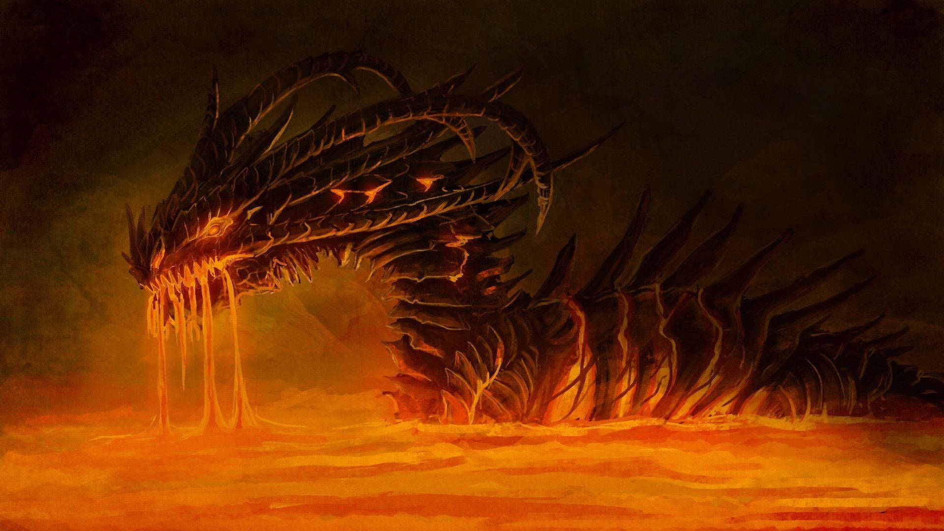 Majestic Fire Dragon Roaring In Flames Background