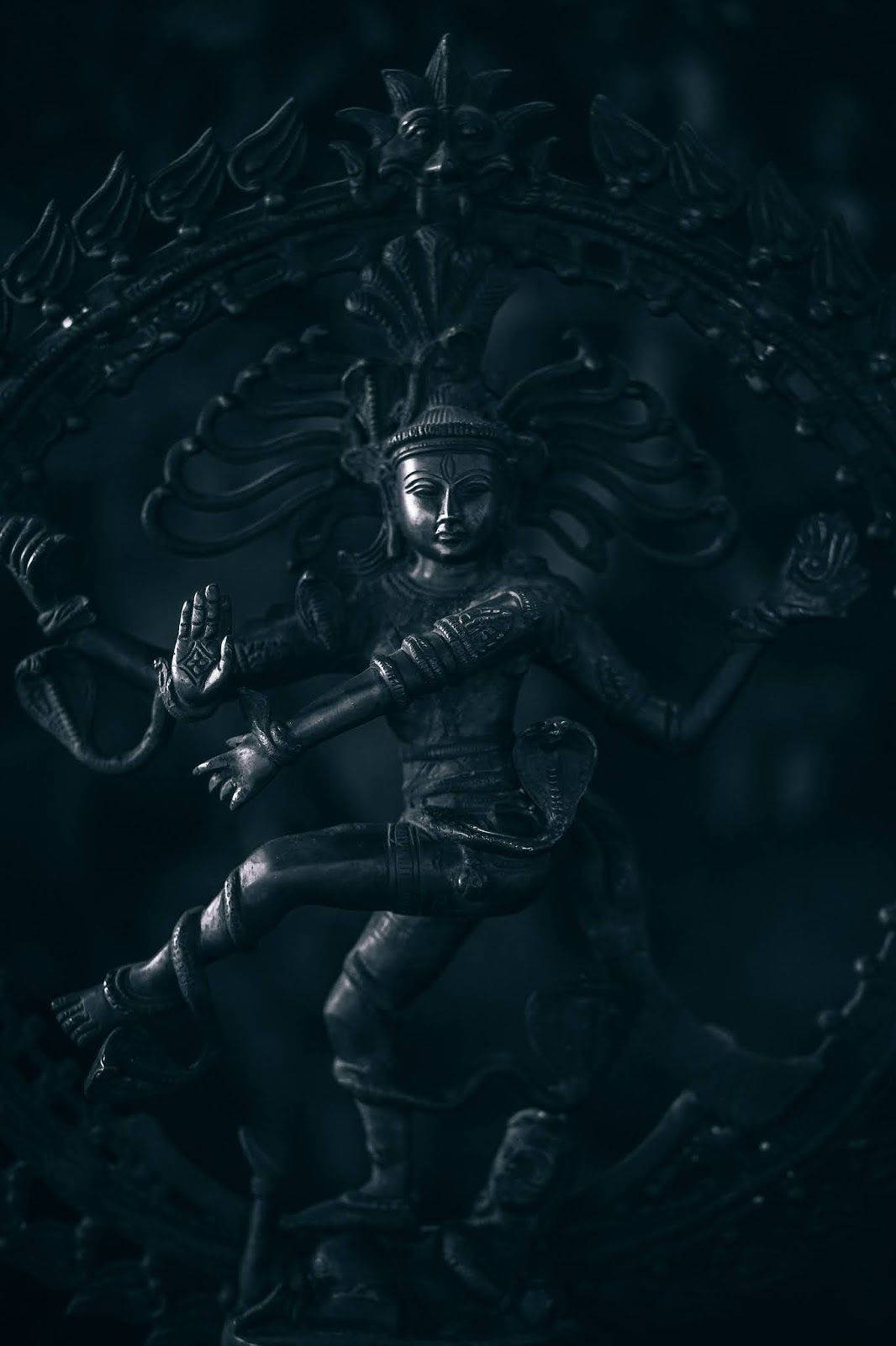 Majestic Four-armed Black Shiva Statue