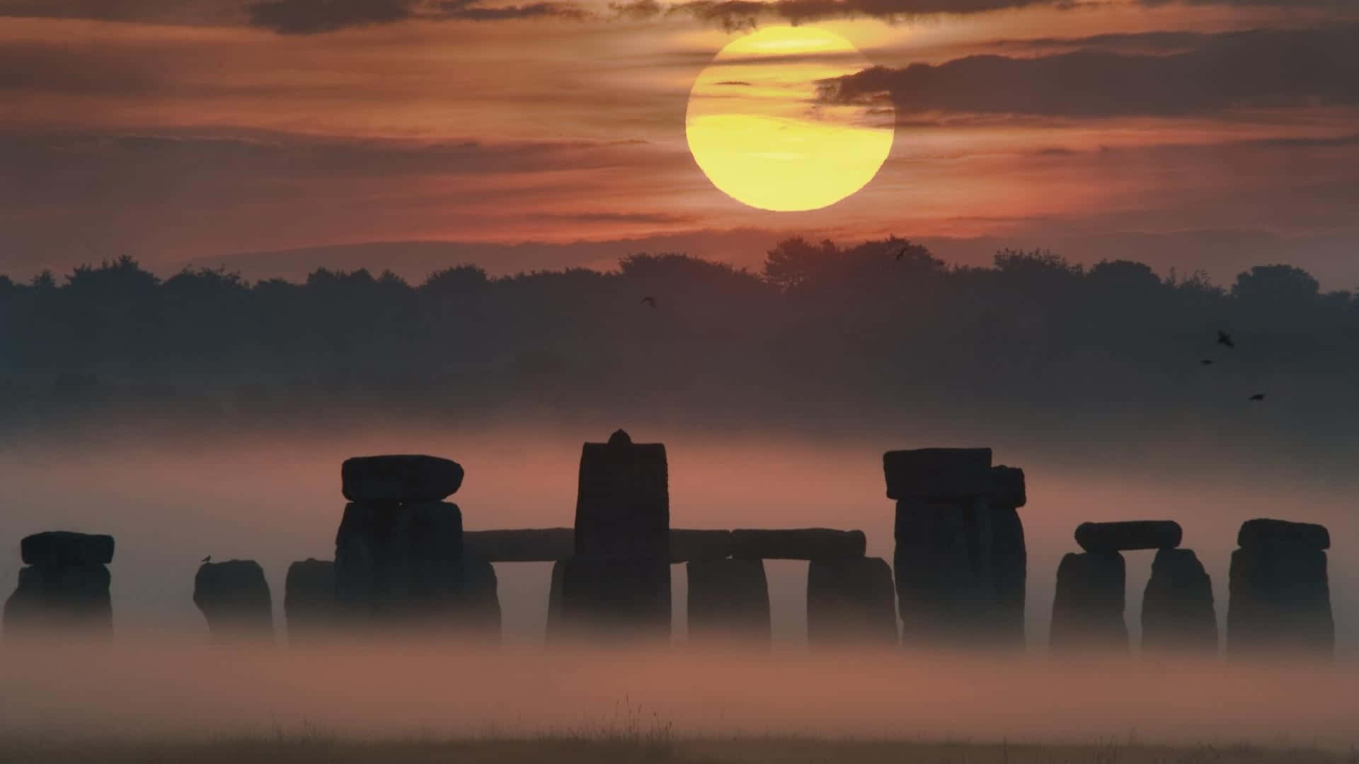 Majestic Full Moon Over Stonehenge Background