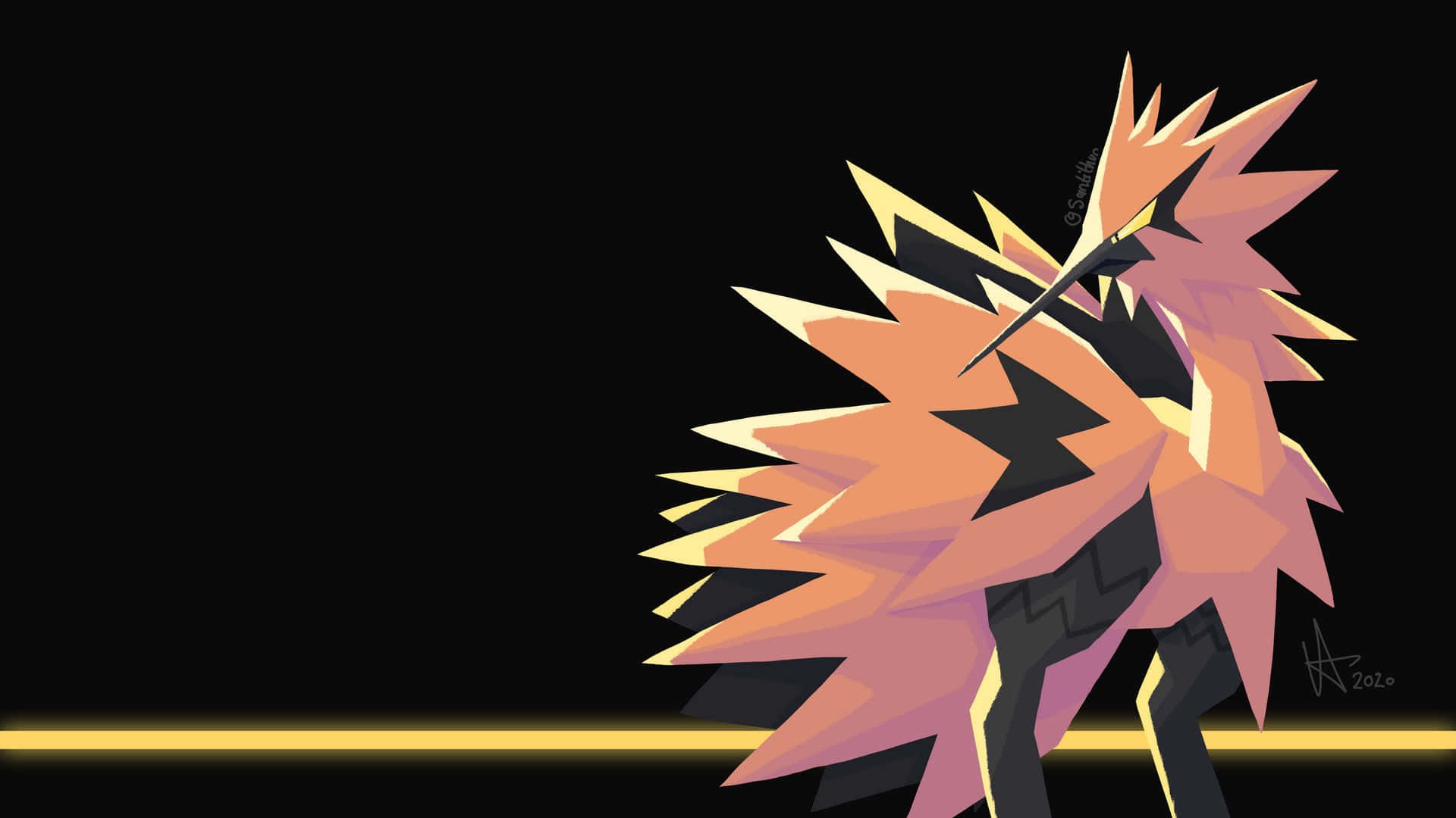 Majestic Galarian Zapdos Posing Background