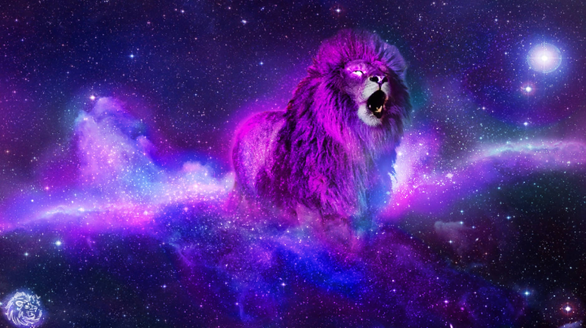 Majestic Galaxy Lion Roaring In The Universe Background