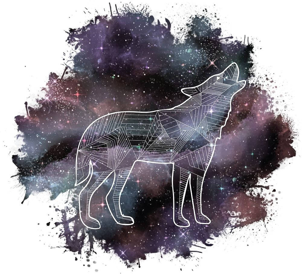 Majestic Galaxy Wolf In Prism Lights