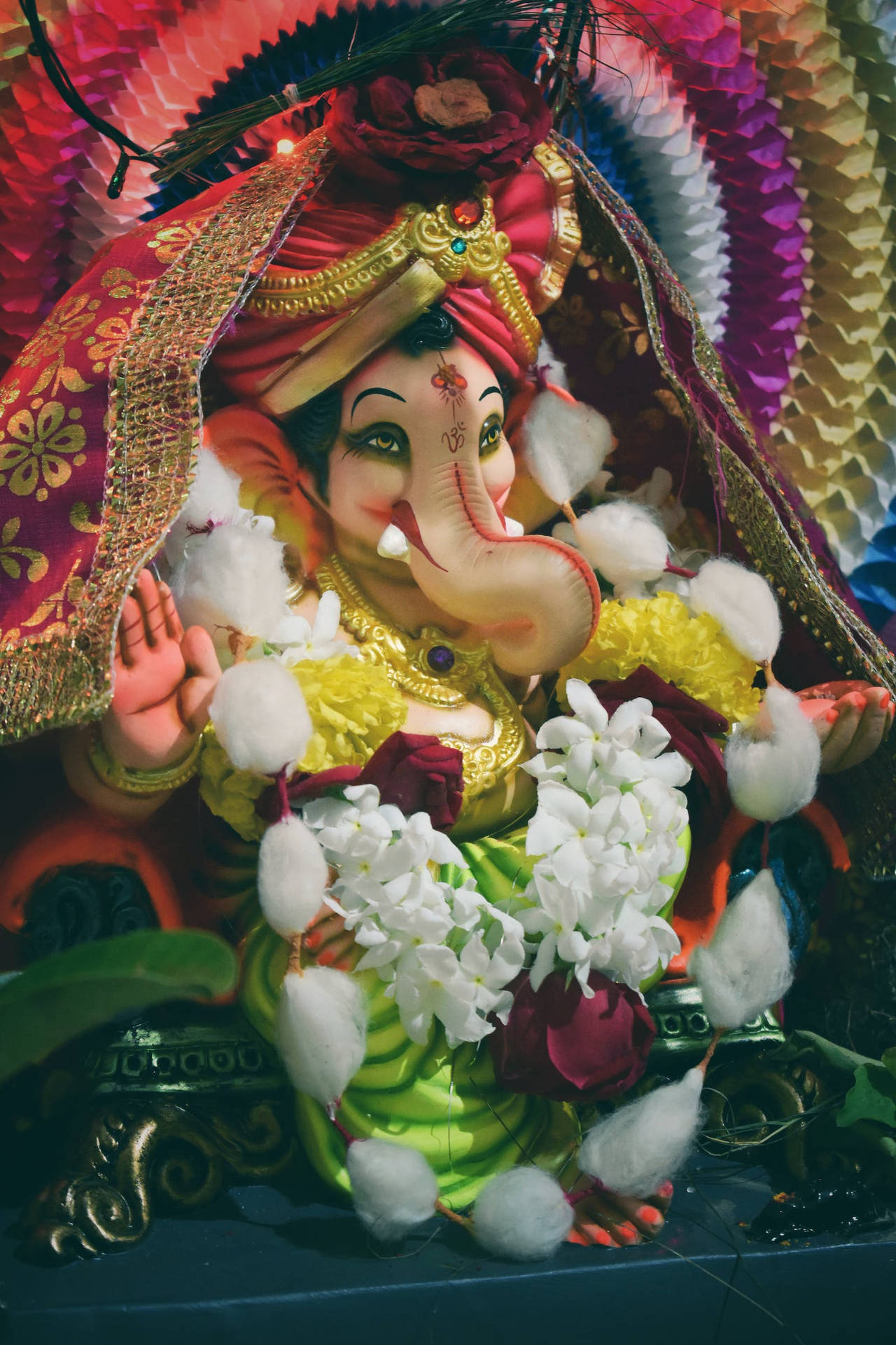 Majestic God Ganesh Statuette Background