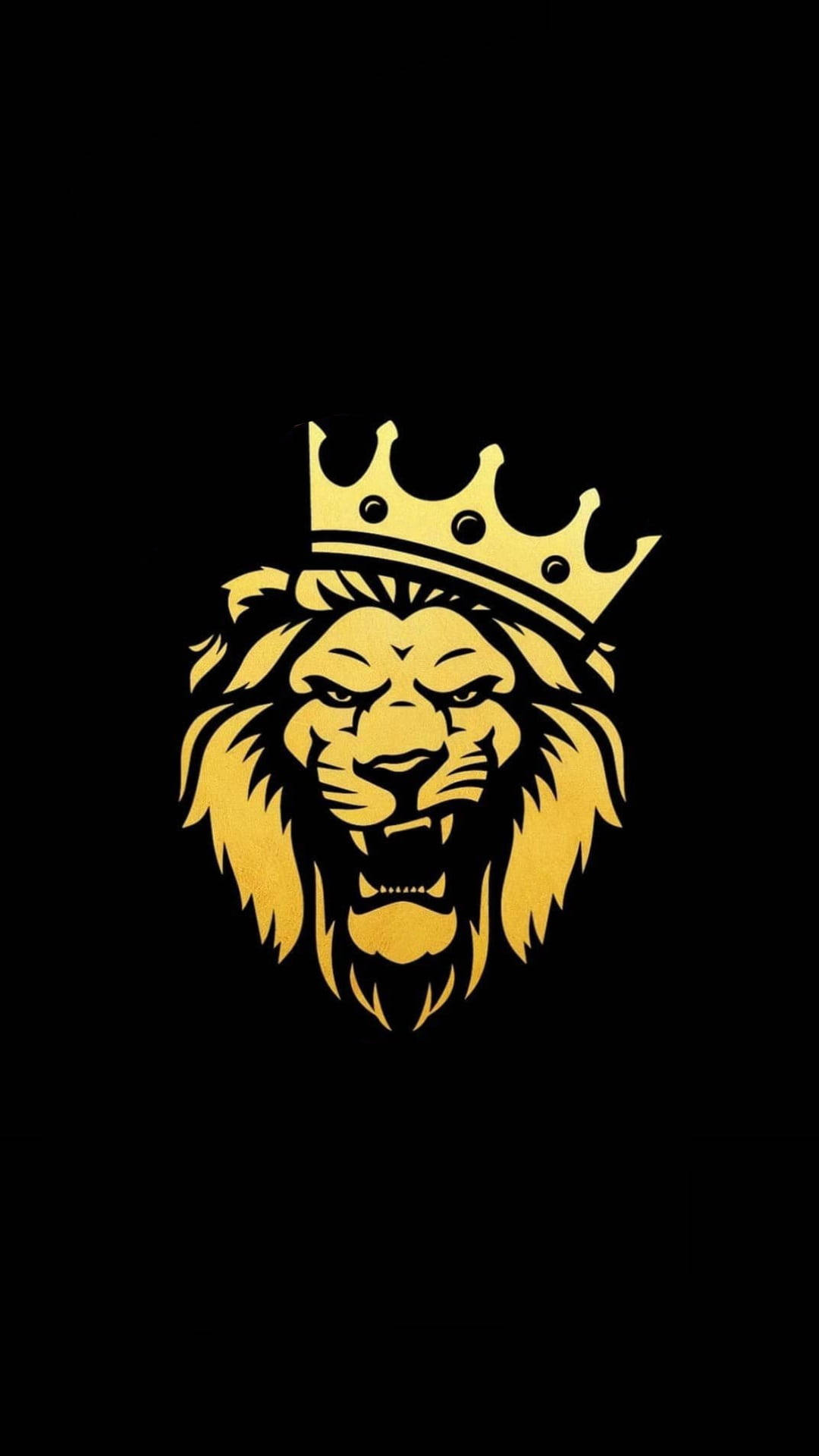 Majestic Gold Crowned Lion On A Phone Background