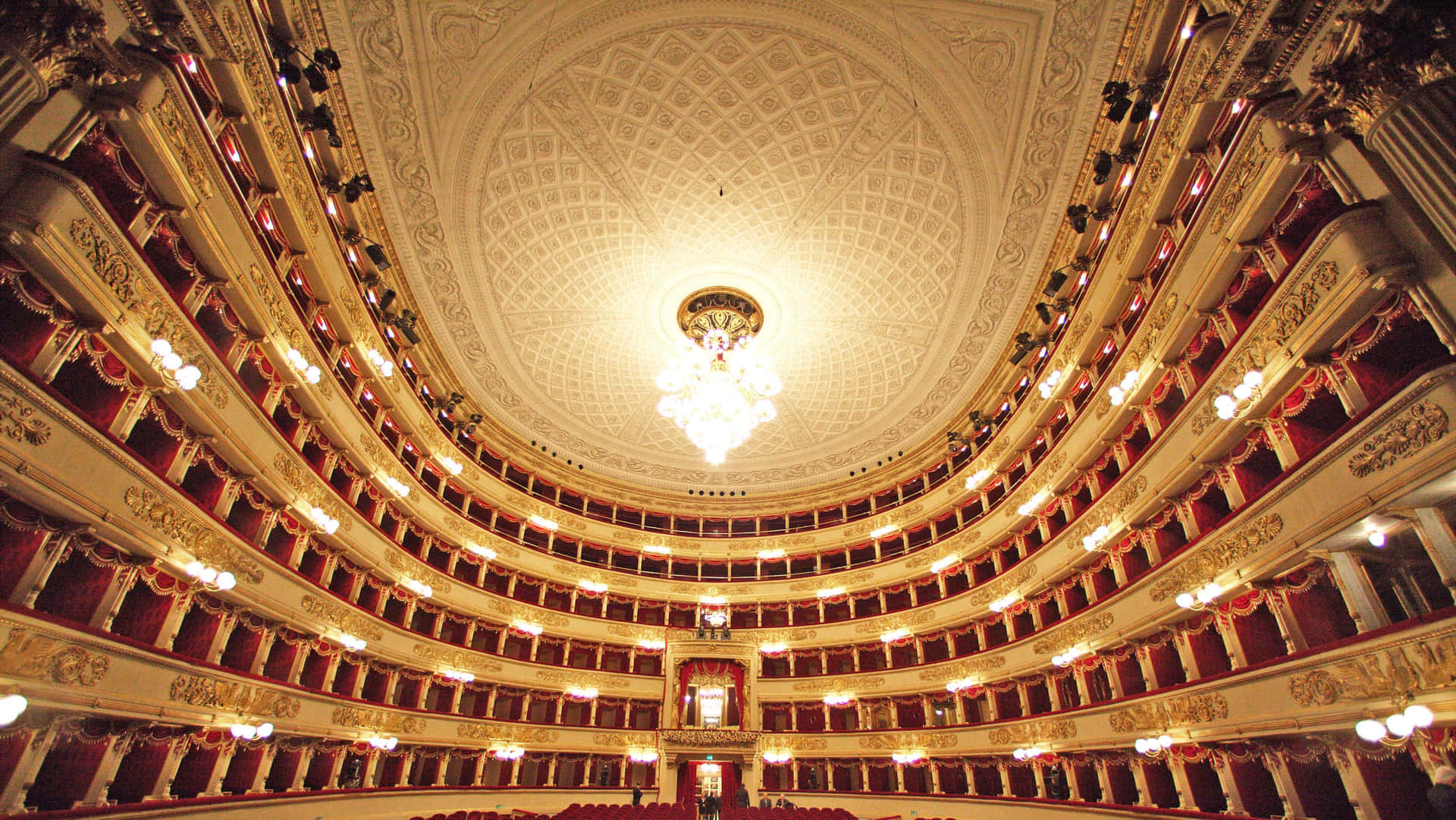 Majestic Gold Interior Of La Scala Opera House Background