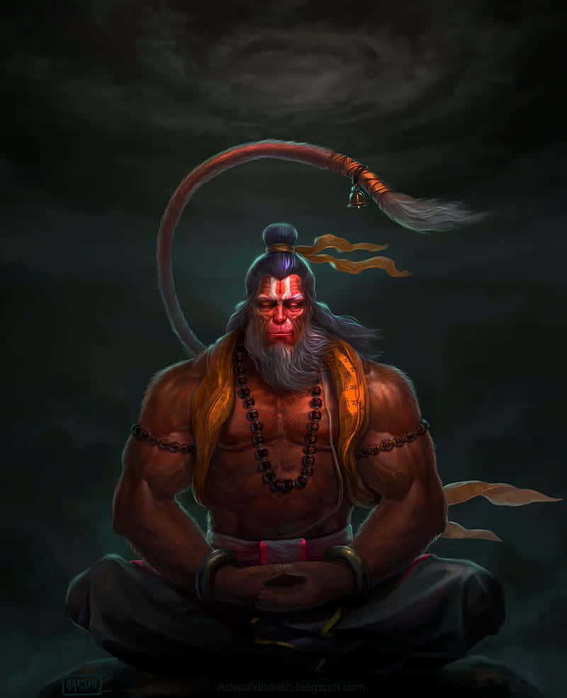 Majestic_ Hanuman_ Artwork Background