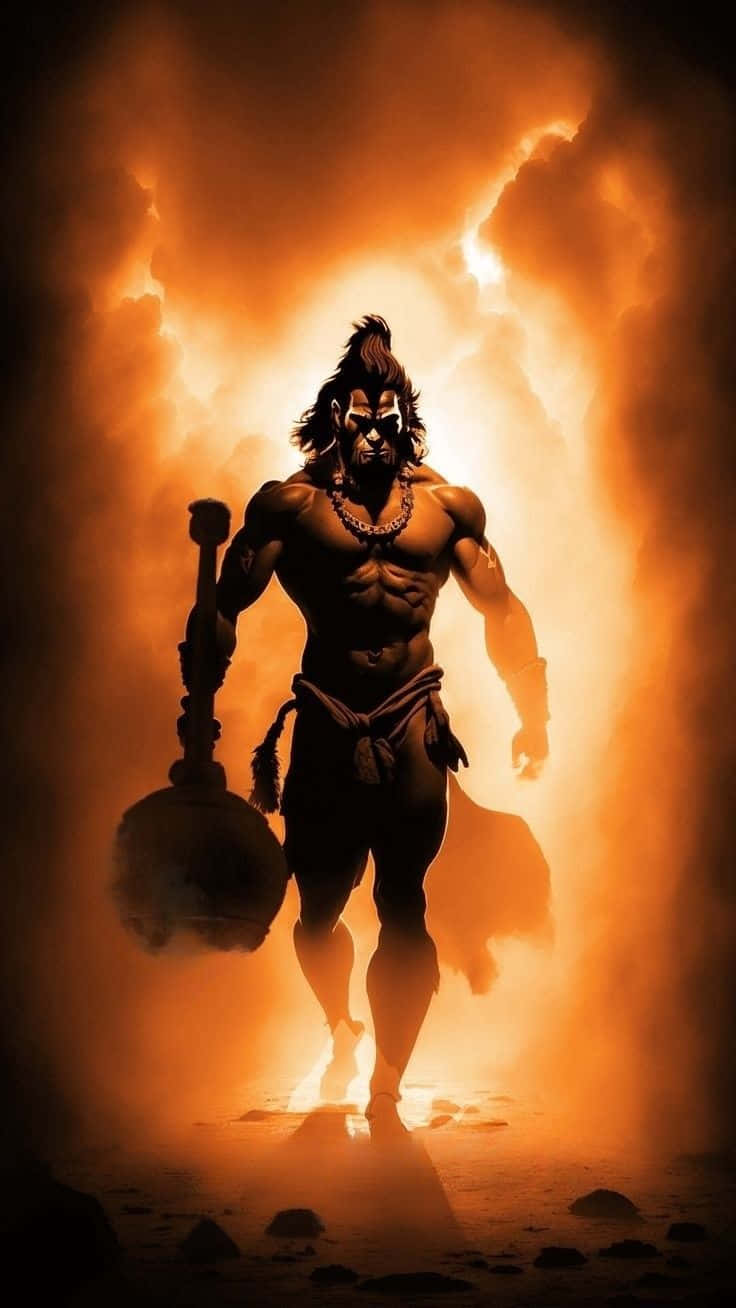 Majestic_ Hanuman_ Silhouette_ Against_ Sun Background