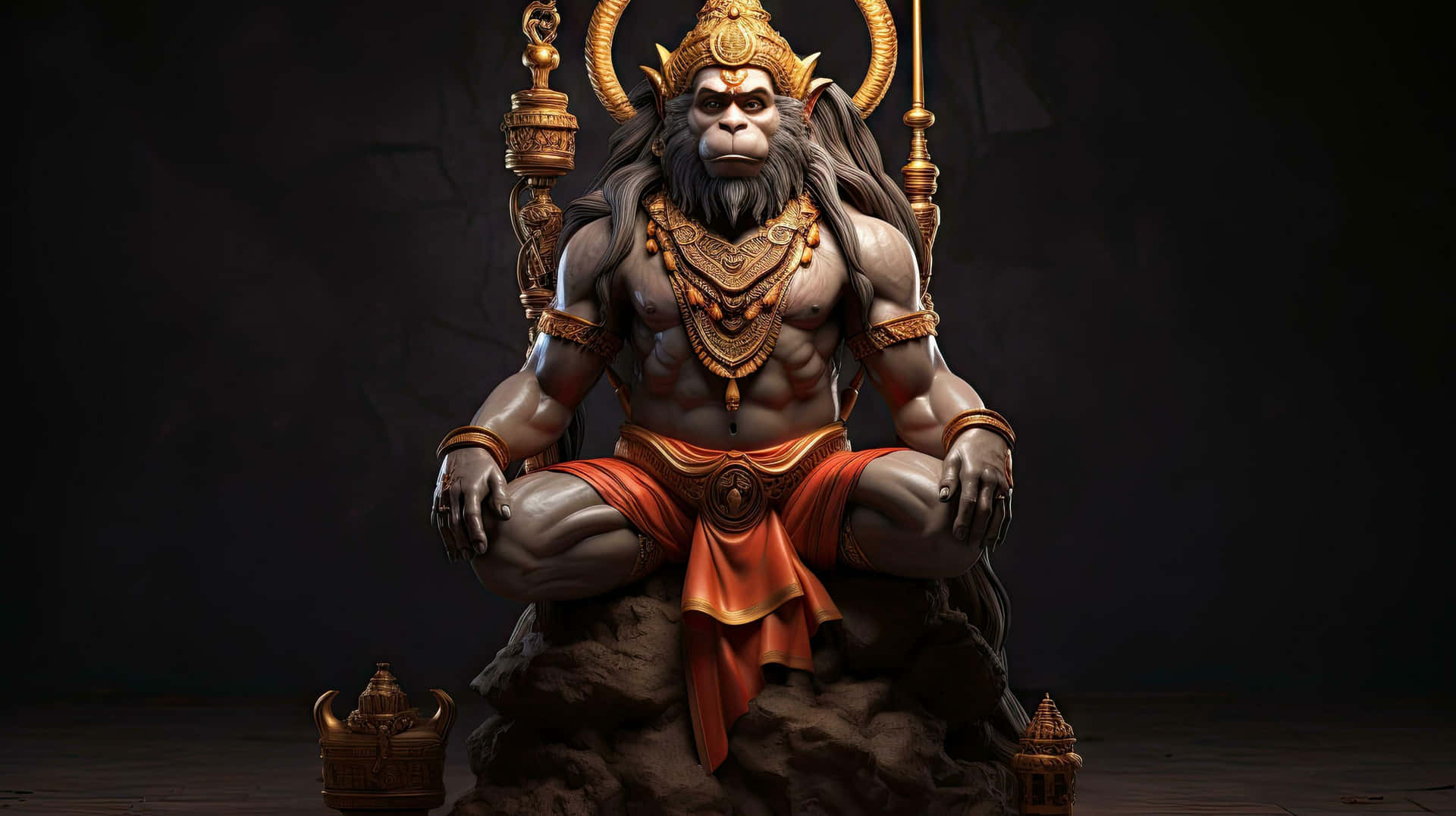 Majestic Hanuman Statue Background