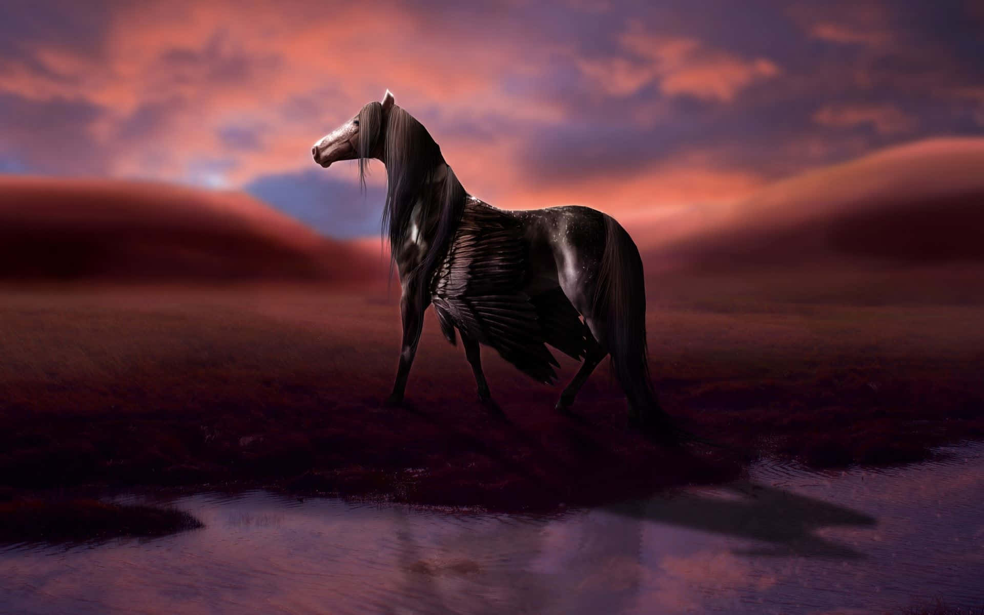 Majestic Horsein Twilight Landscape